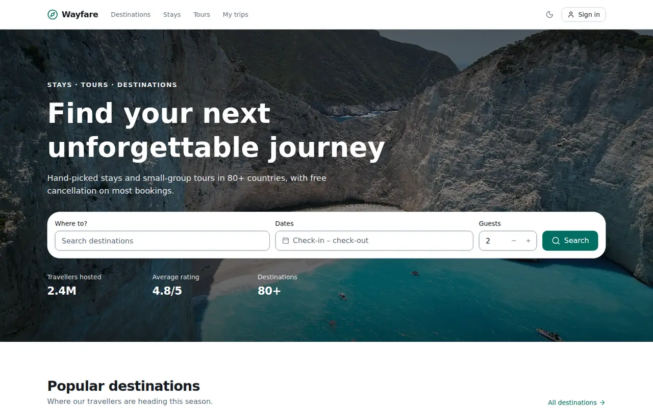 A UX-STING demo site built from the component library